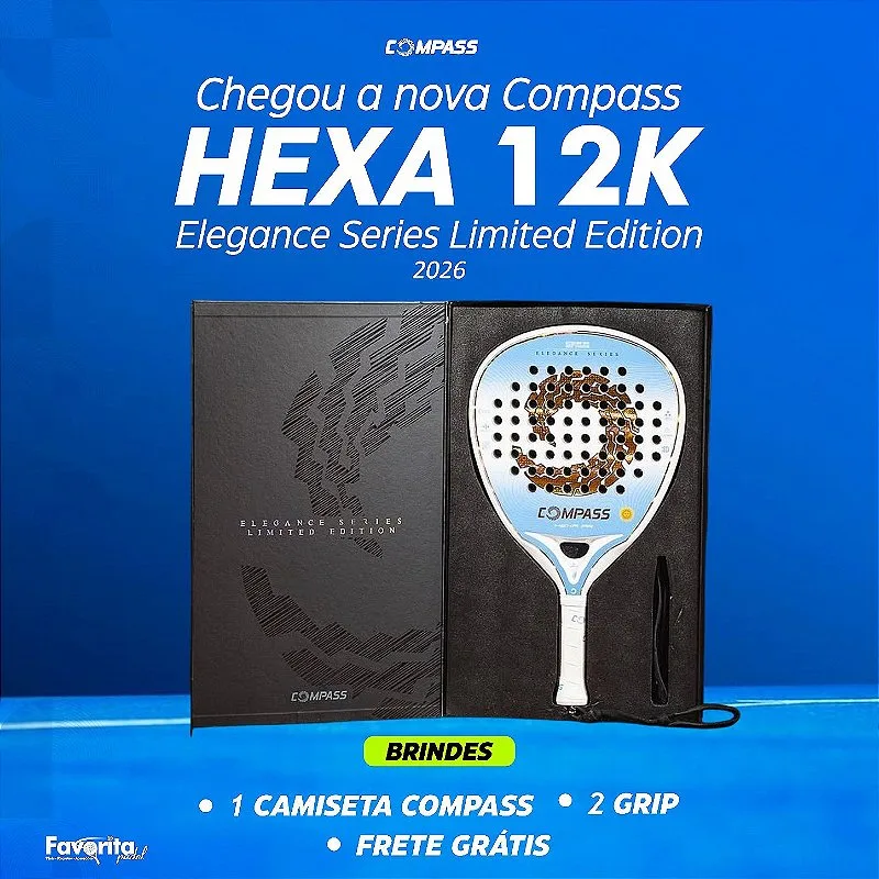 Raquete Compass Hexa 12k Elegance Series Limited Edition