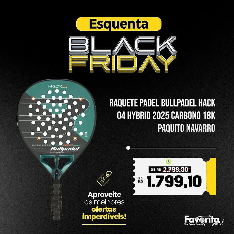 Raquete Bullpadel Hack 04 Hybrid Carbono 18k Paquito Navarro